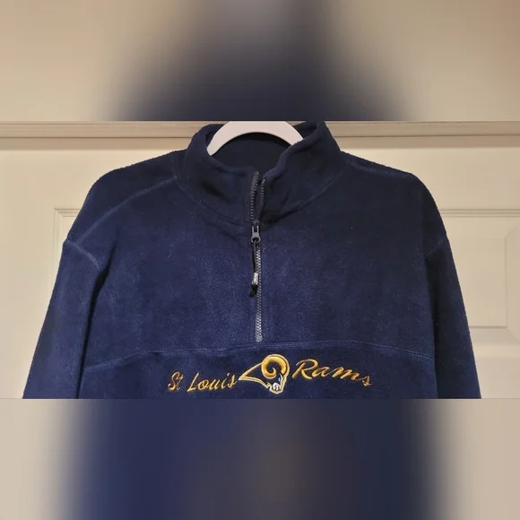 Vintage NFL for Her St. Louis Rams Navy Blue Long Sleeve Fleece Quarter 1/4 Zip - Picture 2 of 11